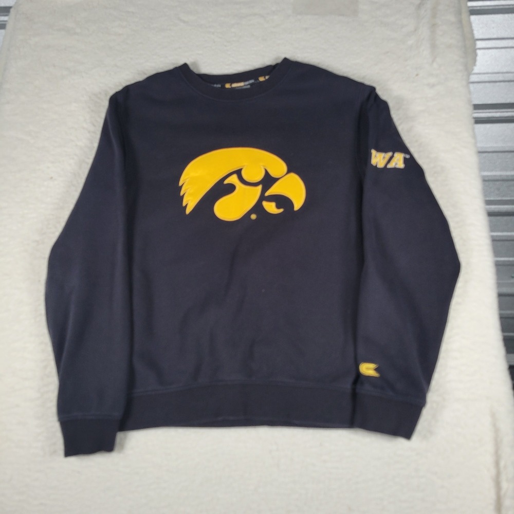 Colosseum Iowa Hawkeyes Sweatshirt Mens Medium Black Gold Embroidered Crewneck